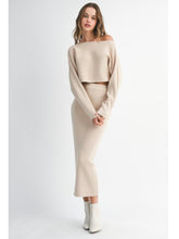 Load image into Gallery viewer, Taupe Crop Knit Top &amp; Midi Skirt Set
