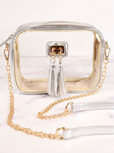 Load image into Gallery viewer, Platinum Clear Tassel Gameday Crossbody
