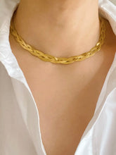 Load image into Gallery viewer, Gold Braided Herringbone Chain Necklace
