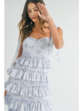 Load image into Gallery viewer, Blue Floral Ruffle Tiered Midi Dress
