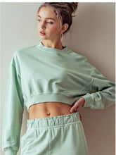 Load image into Gallery viewer, Mint Mineral Washed Crop Sweatshirt
