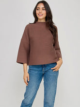 Load image into Gallery viewer, Chocolate Ribbed Mock Neck Top

