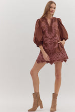 Load image into Gallery viewer, Chocolate Embroidered Scallop Hem Dress
