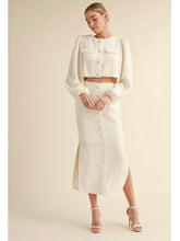 Load image into Gallery viewer, Ivory Tweed Scallop Midi Skirt
