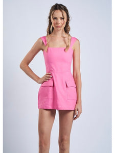 Pink Linen Mini Dress