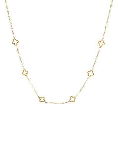Gold Open Clover Station Necklace