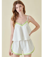 Load image into Gallery viewer, White Color Trim Linen Blend Shorts
