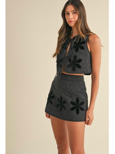 Load image into Gallery viewer, Black Quilted Embroidered Skirt
