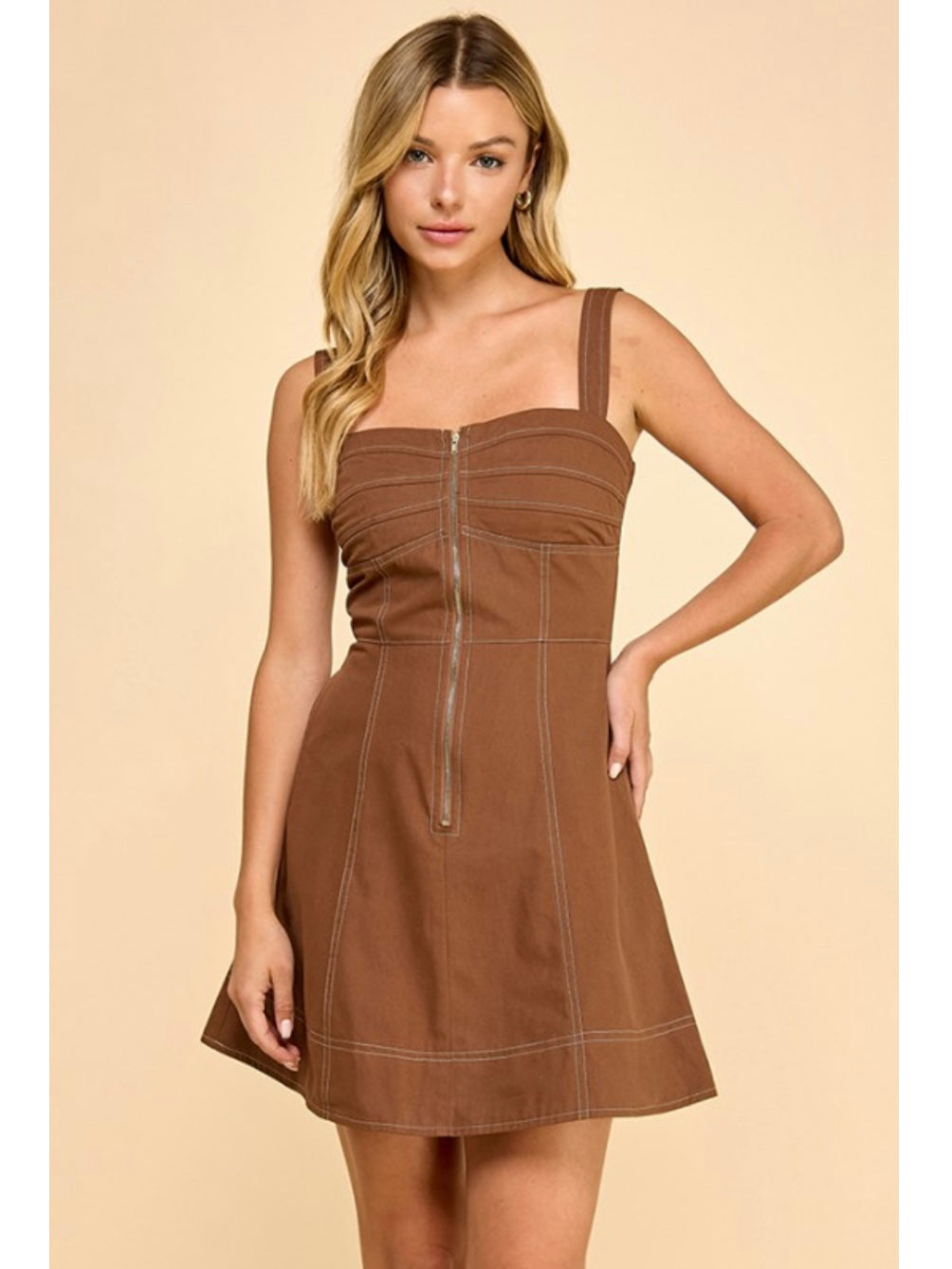 Mocha Zip Front Dress