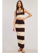 Load image into Gallery viewer, Chocolate &amp; Ivory Stripe Crop Top &amp; Maxi Skirt Set
