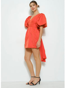 Orange Open Bow Back Dress