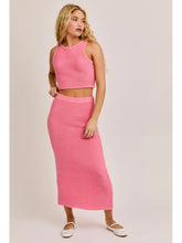 Load image into Gallery viewer, Pink Ribbed Sweater Midi Skirt
