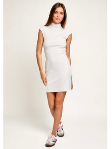 Ivory Mock Neck Sleeveless Dress