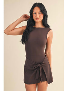 Chocolate Wrap Tie Front Athleisure Dress