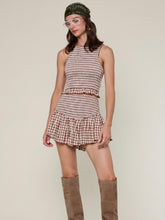 Load image into Gallery viewer, Cocoa Gingham Top &amp; Skort Set
