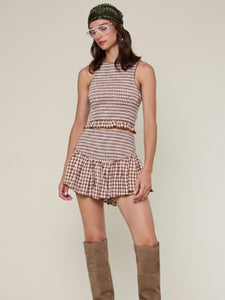Cocoa Gingham Top & Skort Set