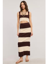 Load image into Gallery viewer, Chocolate &amp; Ivory Stripe Crop Top &amp; Maxi Skirt Set

