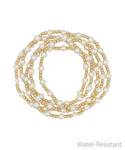 Gold & Pearl 5 Set Bracelet