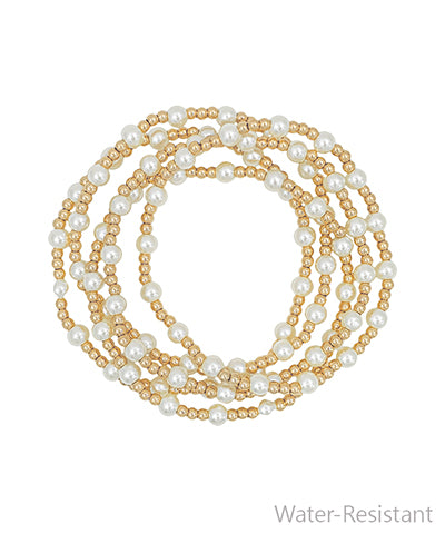 Gold & Pearl 5 Set Bracelet