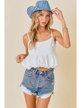 Load image into Gallery viewer, White Flower Jacquard Crop Top
