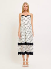 Load image into Gallery viewer, White &amp; Black Polka Dot Midi Dress
