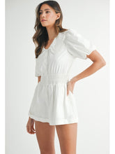 Load image into Gallery viewer, White Embroidered Collared Romper
