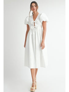 (PREORDER) White Bow Midi Dress