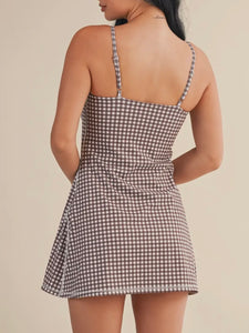 Chocolate Gingham Sweetheart Athleisure Dress