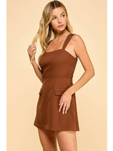 Load image into Gallery viewer, Mocha Square Neck Flap Pocket Dress
