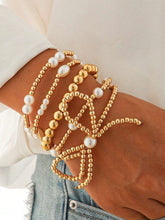 Load image into Gallery viewer, Gold Pearl Bow Bracelet Set
