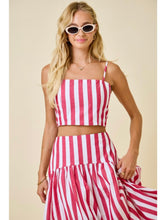 Load image into Gallery viewer, Crimson Stripe Crop Top &amp; Maxi Skirt Set
