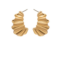 Vintage Gold Textured Semicircle Earrings