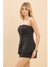 Load image into Gallery viewer, Black Strapless Button Down Mini Dress
