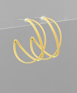 Gold 30mm Textured Hoops