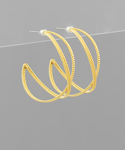 Gold 30mm Textured Hoops