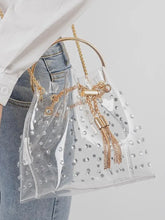 Load image into Gallery viewer, Clear Pearl Studded Bucket Bag
