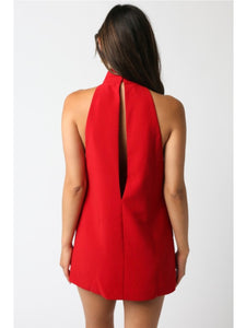 Red Aimee Halter Dress