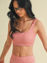 Load image into Gallery viewer, Red Gingham Ruched Bra Top
