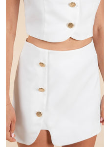 White Wavy Top & Skirt Set