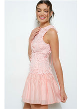 Load image into Gallery viewer, Light Pink Floral Tiered Mini Dress
