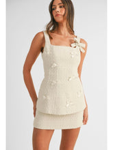 Load image into Gallery viewer, Ivory Tweed Tunic Top &amp; Mini Skirt Set
