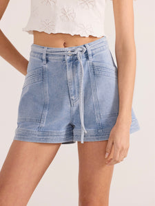 MinkPink Vintage Blue Denim Panel Shorts