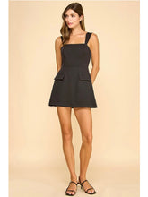 Load image into Gallery viewer, Black Square Neck Flap Pocket Dress
