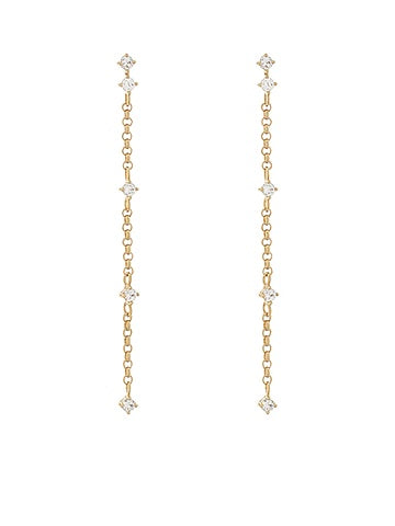 18K Gold Dipped Crystal Station Earrings