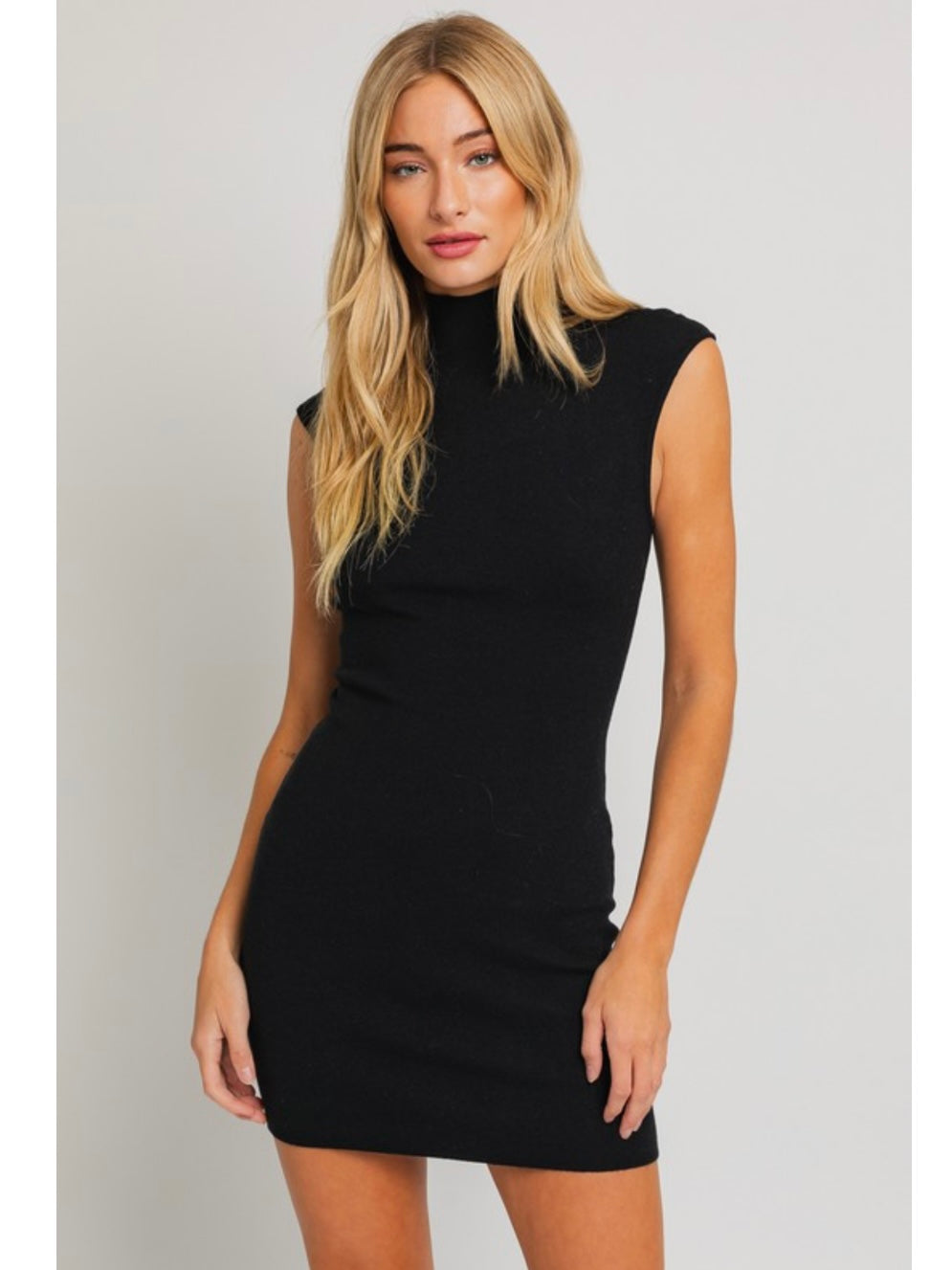 Black Mock Neck Sleeveless Dress