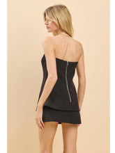 Load image into Gallery viewer, Black Strapless Button Down Mini Dress
