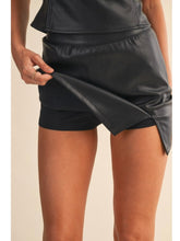 Load image into Gallery viewer, Black Leather Open Back Top &amp; Mini Skirt Set
