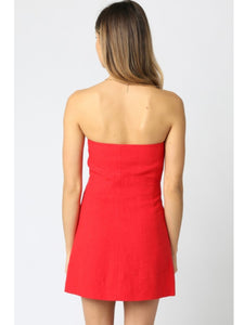 Red Linen Giselle Dress