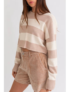 Taupe & Ivory Stripe Sweater