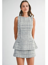 Load image into Gallery viewer, Black Tweed Layered Skort Mini Dress
